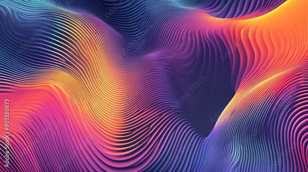 Poster abstract vector background with wavy lines and vibrant gradient colors, creating a dynamic feel
