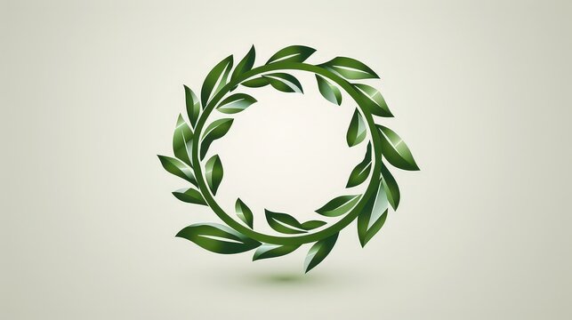  circular logo with a plant or vine wrapping around the perimeter, symbolizing unity and the natural cycle of life, in a simple and elegant style.