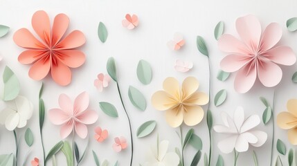 Obraz premium Pastel Paper Flowers Seamless Loop Animation