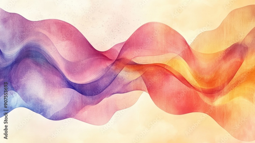Poster artistic abstract vector background with flowing wavy lines and watercolor effects