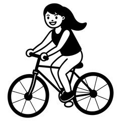 Girl riding a bicycle, looking happy and free