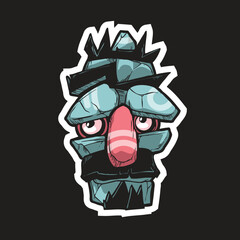 Sticker cool head rock funny creepy design