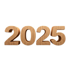 red wooden 2025 happy new year on Isolated transparent background png. generated with AI