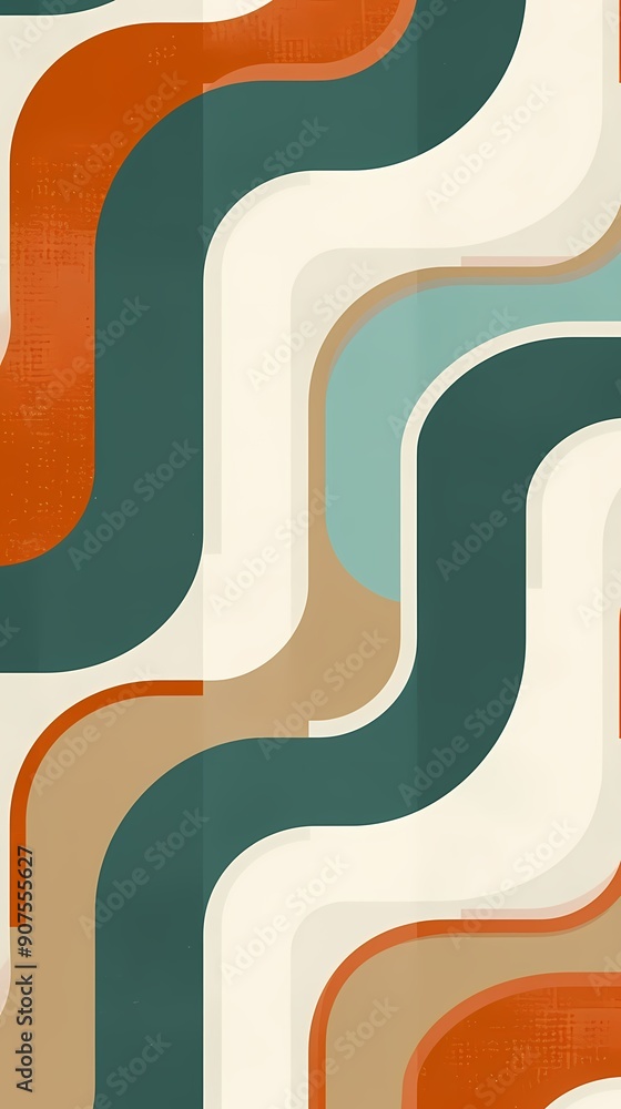 Poster abstract background with curved lines and warm colors.