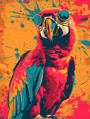 Retro Parrot Bliss: 70s Inspired Artwork