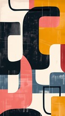 Abstract geometric shapes in a textured pattern.