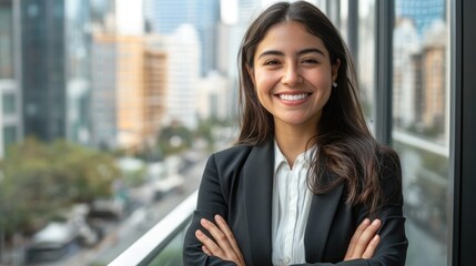Fototapeta premium Confident Businesswoman in Office Setting