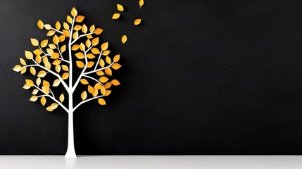 Stylish artificial tree with yellow leaves against a black background, perfect for modern decor and design inspiration.