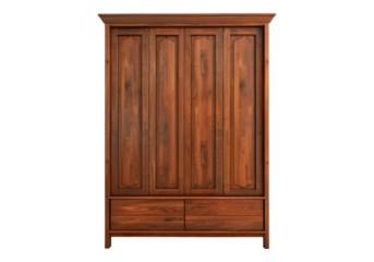 Luxury wooden wardrobe isolated on transparent background.