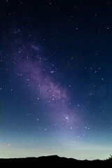 starry sky in summer with milky way and planets telescopes for astronomy