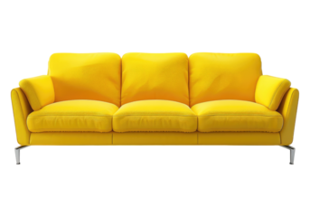 yellow luxury couch isolated on transparent background.