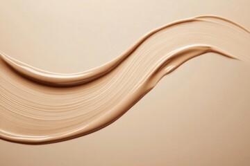 Obraz premium Beige liquid foundation texture background with cosmetic products for beauty concept.