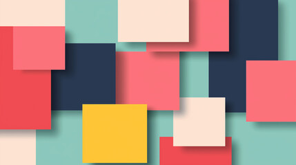Pastel colorful simple flat vector background with large squares, simple shapes, minimalistic design,