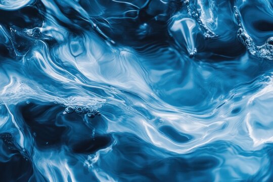 Closed uo Water flow wave background in blue color.