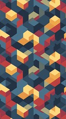 Obraz premium Abstract geometric pattern with 3D cubes in red, yellow and blue.