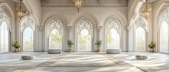 Fototapeta premium A beautiful white room with arabic ornaments