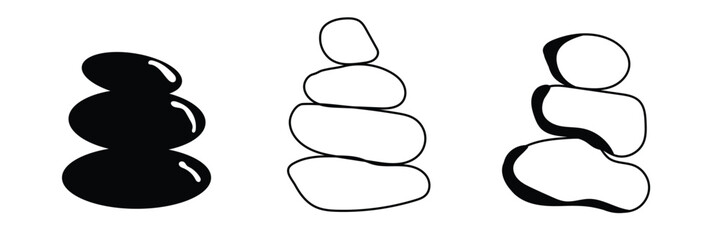 Set of rock balance stone logo for spa and yoga vector design concept on white background.