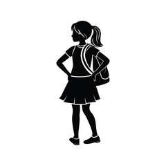 silhouette girl pose girl back to school

