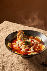 Exquisite Cantonese cuisine in a high-end restaurant, Chinese food dark background professional photography