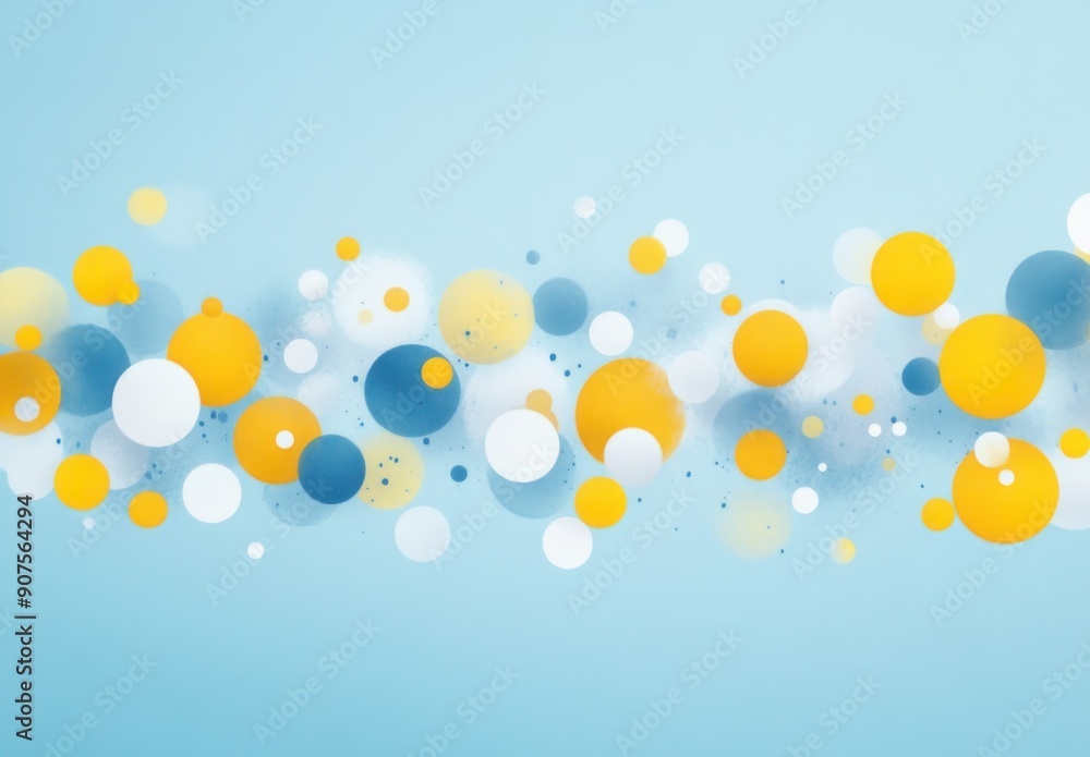 Wall mural illustration of yellow and white dots on a light blue background.