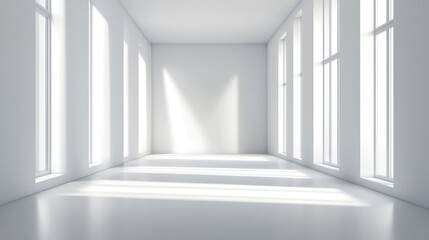 Fototapeta premium White Empty Room with Light, Generative AI