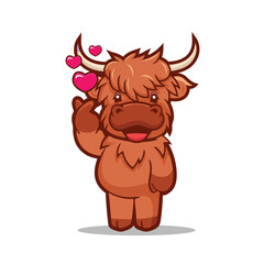 cute highland cow pose icon mascot 