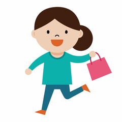 Girl with a shopping bag, looking excited