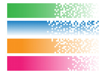 Four colorful pixel banners