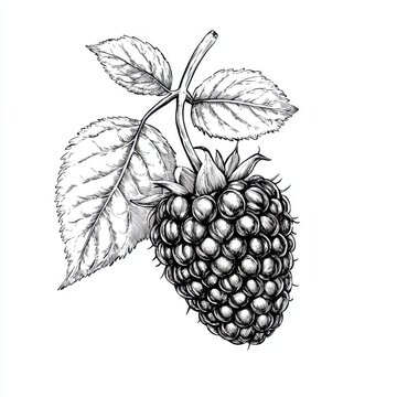 recommend clip art: Black and white Vintage engraved art of a blackberry isolated on white background, ink sketch illustration, simple vector art design, highly detailed line art, high contrasty.