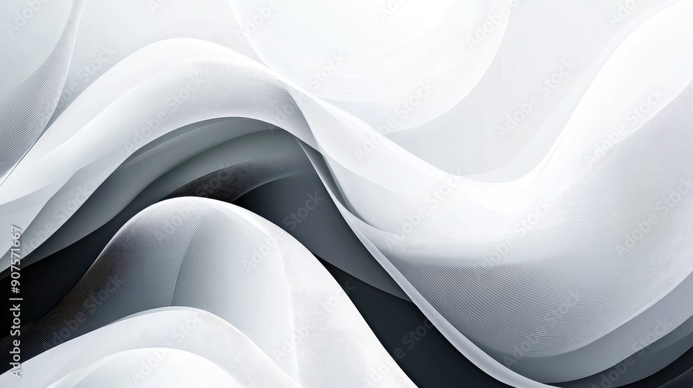 Poster minimalist abstract vector background with clean wavy lines and monochrome tones