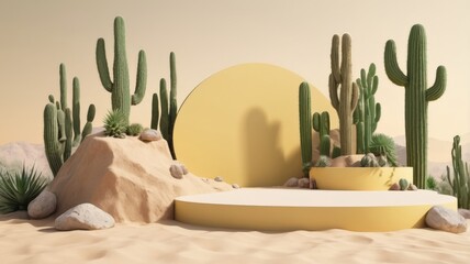 Cactus platform stand background green