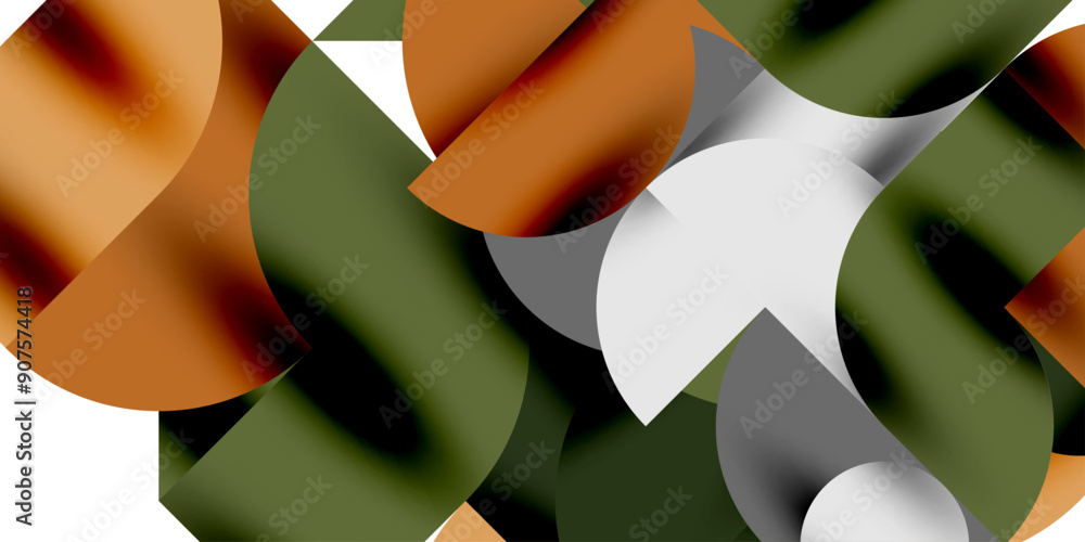 Poster tech minimal circular shapes geometric art. vector modern circles