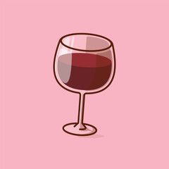 Simple a glass of red wine cartoon vector illustration Collection of drinks concept icon isolated
