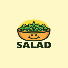 Salad fresh in bowl logo character mascot vector illustration