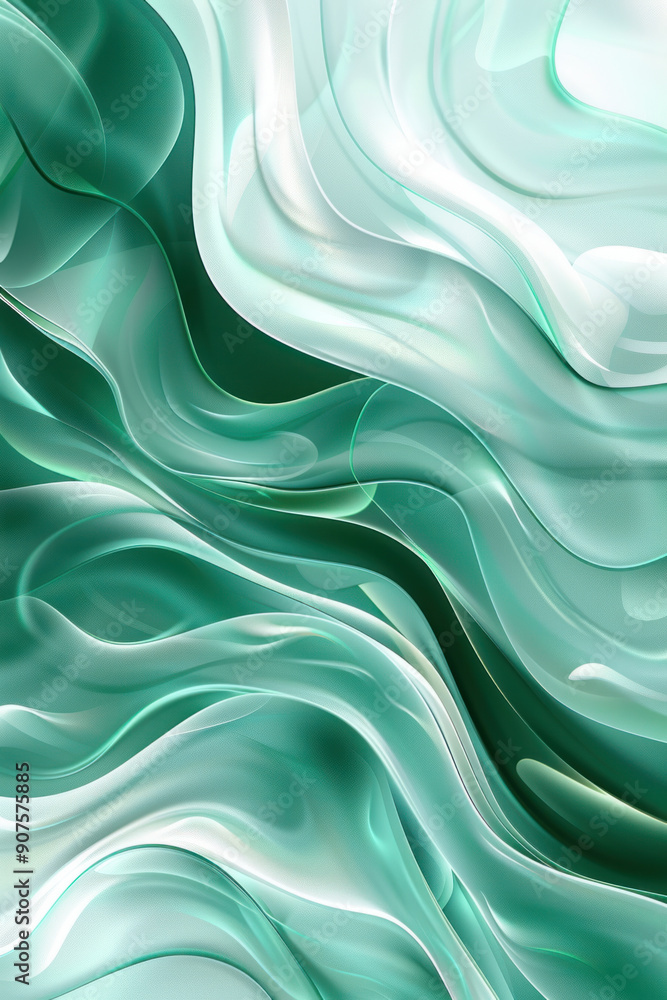 Poster technology background, dynamic neon patterns flow through the canvas, swirling in shades of green an