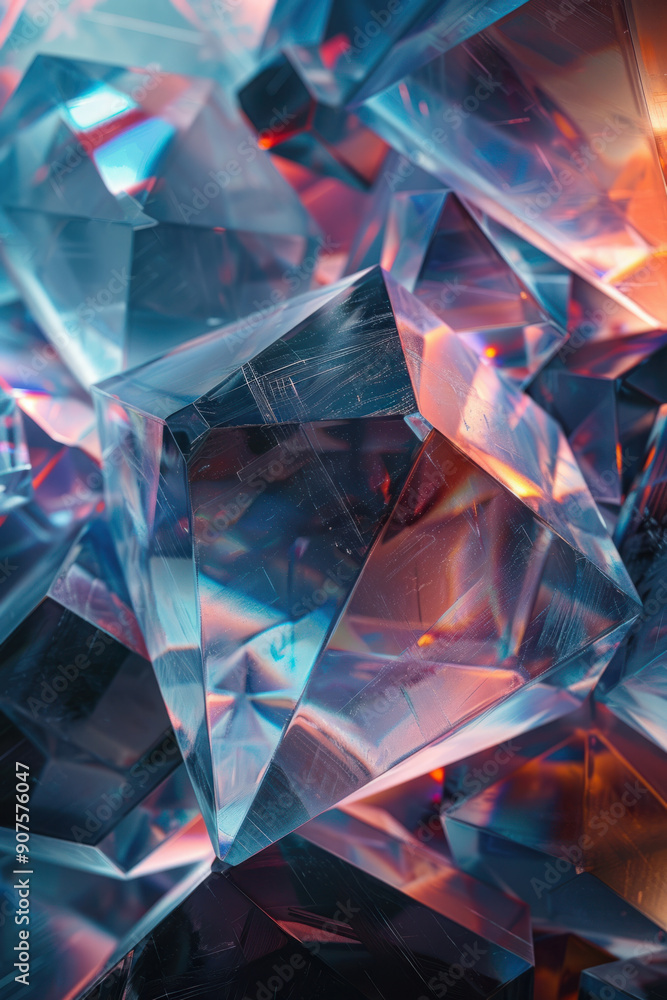 Poster abstract background, enhancing depth, a translucent geometric world showcases layered triangular and
