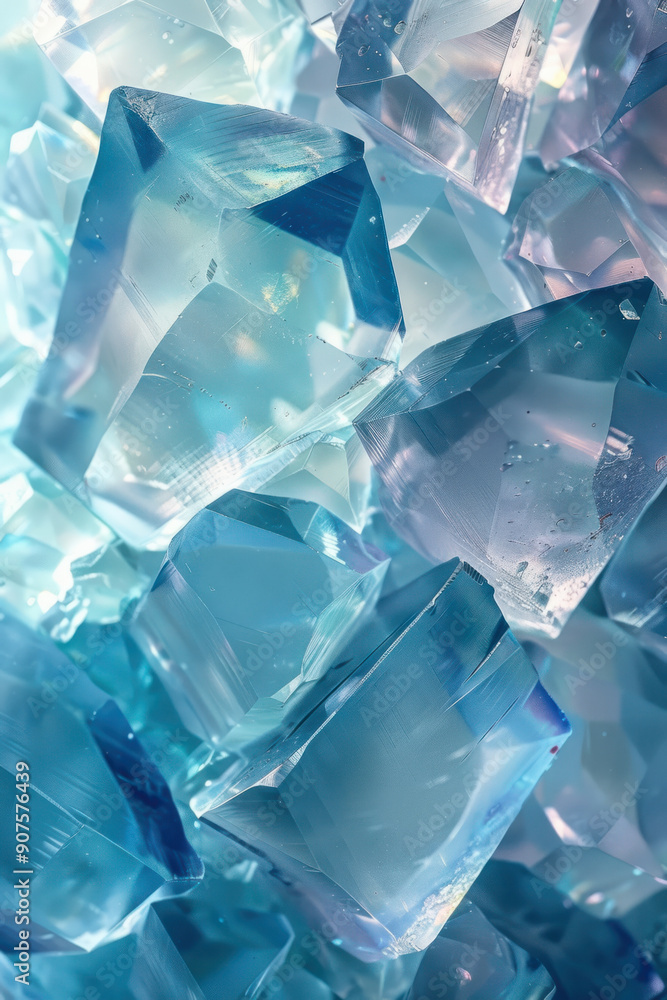 Poster abstract background, an iridescent background made of translucent, overlapping hexagons and diamonds
