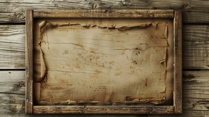 wood frame with a line of the border on old rustic vintage paper