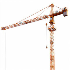 Tower crane, isolated, on a white background. Lifting and transport engineering.