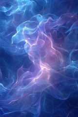Abstract background,  A ethereal expanse of translucent geometry in hues of blue and purple, designed with a central area for text. This background invites creativity, suitable for