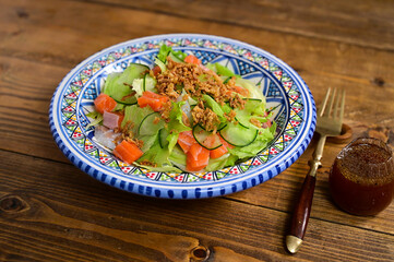 海鮮サラダ、ワサビドレッシング