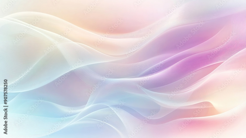 Poster soft and calming abstract vector background with gentle wavy lines and pastel gradients