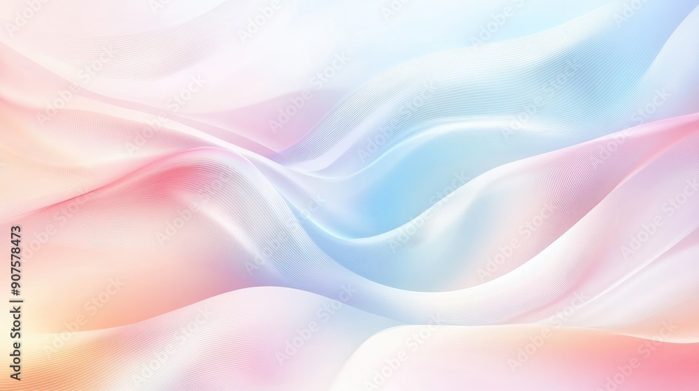 Poster soft and calming abstract vector background with gentle wavy lines and pastel hues