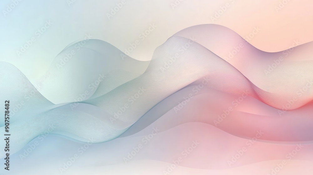 Poster soft and calming abstract vector background with gentle wavy lines and soothing colors