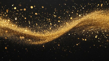 Golden Glitter Trail on Black Background