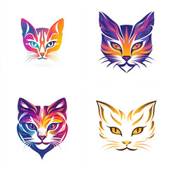Fototapeta premium Stylish Cat Head Portraits - Contemporary Vector Art for Sophisticated Branding. Generative AI.