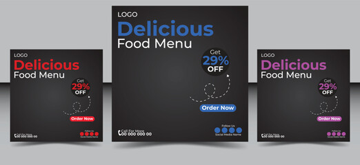 social media post template for food promotion simple banner frame