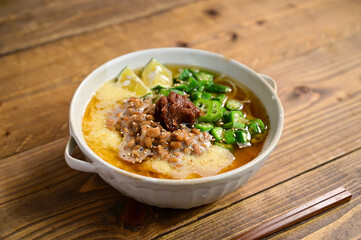 梅干しと納豆とろろオクラ素麺