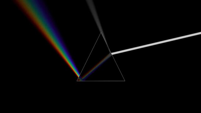 Prism Light Refraction with Moving Ray and Pyramid in Darkness