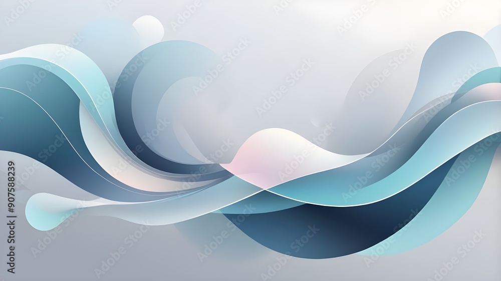 Poster blue abstract wave background with flowing lines and digital design